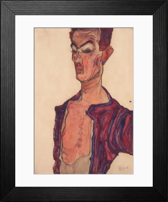 Framed Print : Self-Portrait, Grimacing, 1910. Artist: Schiele, Egon (1890?1918) Framed Print : Self-Portrait, Grimacing, 1910. Artist: Schiele, Egon (1890?1918)