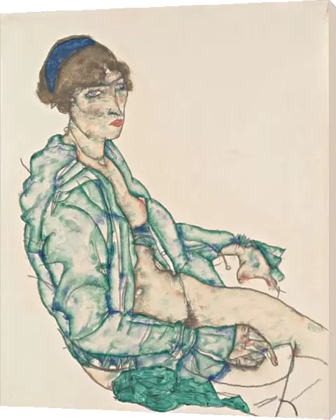 Sitting Semi-Nude with Blue Hairband, 1914. Artist: Schiele, Egon (1890?1918)