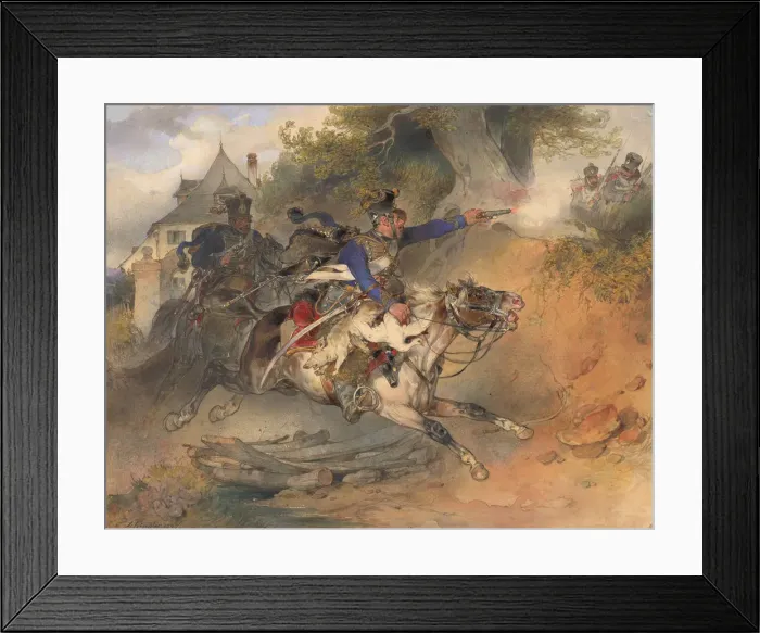 Framed Print : The Foraging Hussar, 1840. Artist: Schindler, Carl (1821-1842) Framed Print : The Foraging Hussar, 1840. Artist: Schindler, Carl (1821-1842)