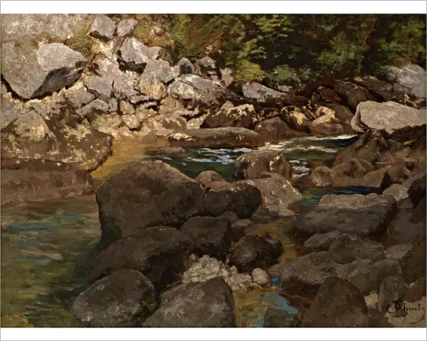 Mountain Stream with Boulders, 1888-1889. Artist: Schuch, Carl (1846-1903)