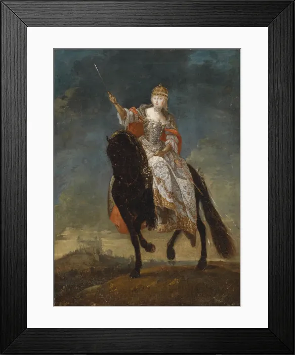 Framed Print : Maria Theresia as Queen of Hungary on the crowning hill of Pressburg, Mid of the 18th cen Artist: Anonymous Framed Print : Maria Theresia as Queen of Hungary on the crowning hill of Pressburg, Mid of the 18th cen Artist: Anonymous