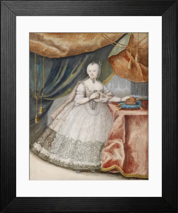 Framed Print : Portrait of Empress Maria Theresia of Austria (1717-1780) in Lace Long Gown, c. 1740. Artist: Anonymous Framed Print : Portrait of Empress Maria Theresia of Austria (1717-1780) in Lace Long Gown, c. 1740. Artist: Anonymous