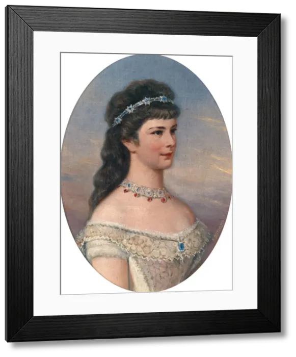 Framed Print : Portrait of Elisabeth of Bavaria with Diadem. Artist: Bitterlich, Richard (1862-1940) Framed Print : Portrait of Elisabeth of Bavaria with Diadem. Artist: Bitterlich, Richard (1862-1940)