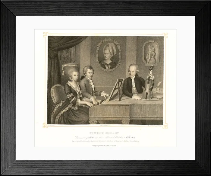 Framed Print : Family Mozart. Artist: Croce, Johann Nepomuk, della (1736-1819) Framed Print : Family Mozart. Artist: Croce, Johann Nepomuk, della (1736-1819)