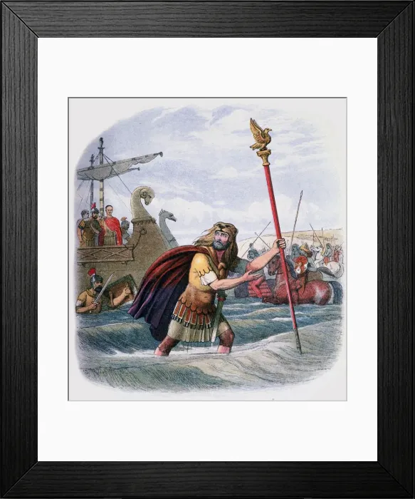 Framed Print : Illustration of the Romans landing in Britain, 19th century Framed Print : Illustration of the Romans landing in Britain, 19th century