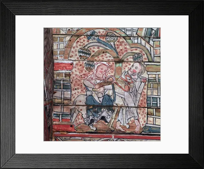 Framed Print : Norwegian painting of the flight to Egypt, 13th century