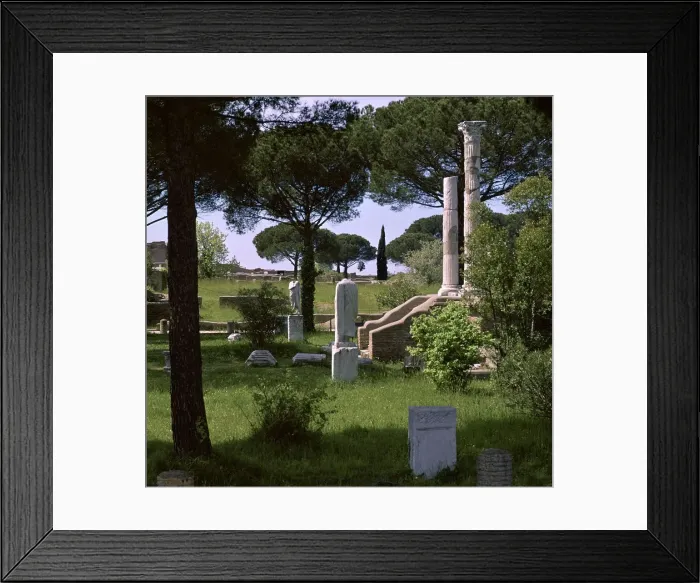 Framed Print : Remains of the temple of Ceres in the Roman port of Ostia, 1st century Framed Print : Remains of the temple of Ceres in the Roman port of Ostia, 1st century