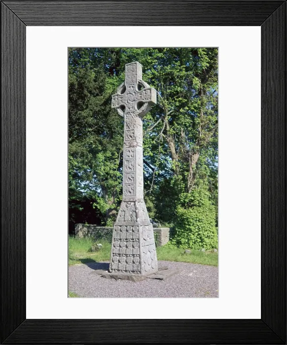 Framed Print : West face of the Celtic Moone high cross, 9th century Framed Print : West face of the Celtic Moone high cross, 9th century