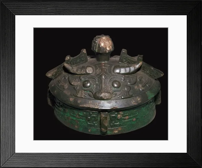 Framed Print : Chinese bronze lid of a wine-vessel, 11th century BC. h Framed Print : Chinese bronze lid of a wine-vessel, 11th century BC. h