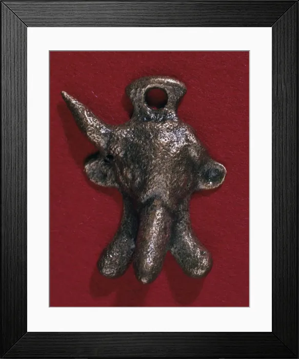 Framed Print : Roman bronze phallic amulet, 2nd century Framed Print : Roman bronze phallic amulet, 2nd century