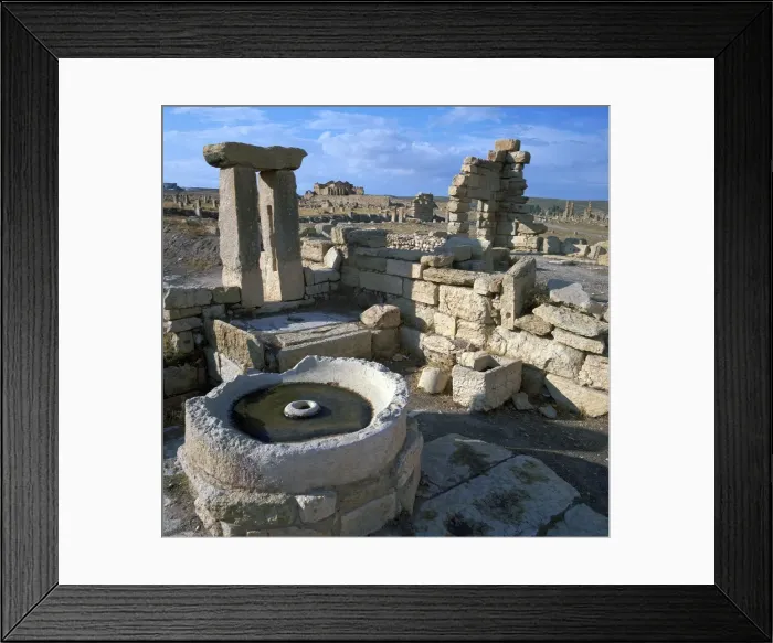 Framed Print : Olive or wine press in the Roman city of Suffetula, 2nd century Framed Print : Olive or wine press in the Roman city of Suffetula, 2nd century