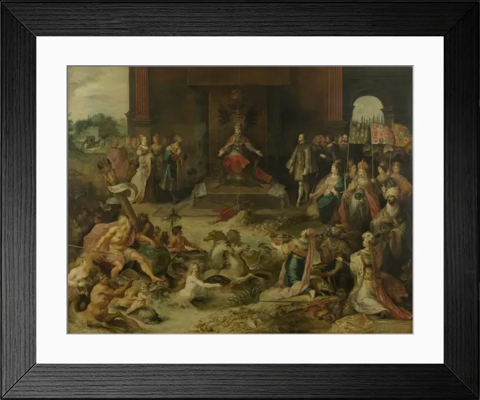 Framed Print : Allegory on the Abdication of Emperor Charles V in Brussels 25 October 1555, 1642. Artist: Francken, Frans, the Younger (1581-1642) Framed Print : Allegory on the Abdication of Emperor Charles V in Brussels 25 October 1555, 1642. Artist: Francken, Frans, the Younger (1581-1642)