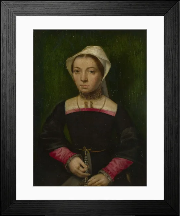 Framed Print : A Lady with a Rosary, c. 1550. Artist: Hemessen, Catharina, van (1527 / 28-after 1580) Framed Print : A Lady with a Rosary, c. 1550. Artist: Hemessen, Catharina, van (1527 / 28-after 1580)