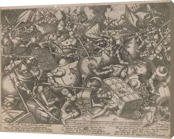 Fight of the Money-Bags and the Coffers, c. 1560. Artist: Heyden, Pieter, van der (1538-1572)