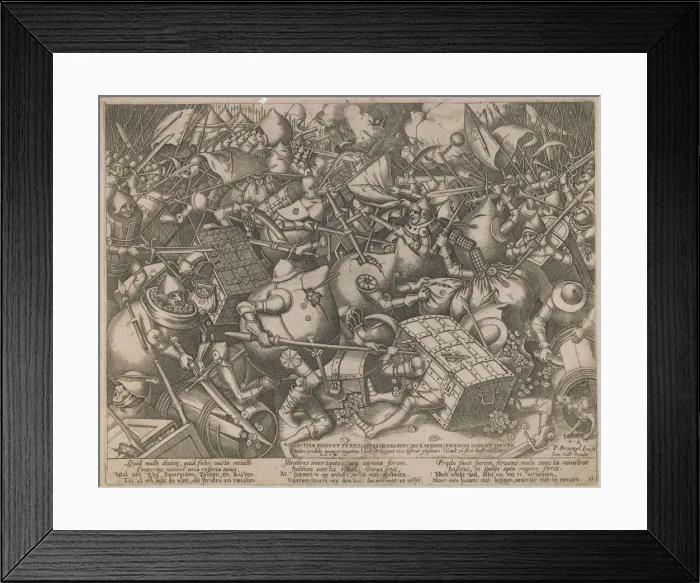 Framed Print : Fight of the Money-Bags and the Coffers, c. 1560. Artist: Heyden, Pieter, van der (1538-1572) Framed Print : Fight of the Money-Bags and the Coffers, c. 1560. Artist: Heyden, Pieter, van der (1538-1572)