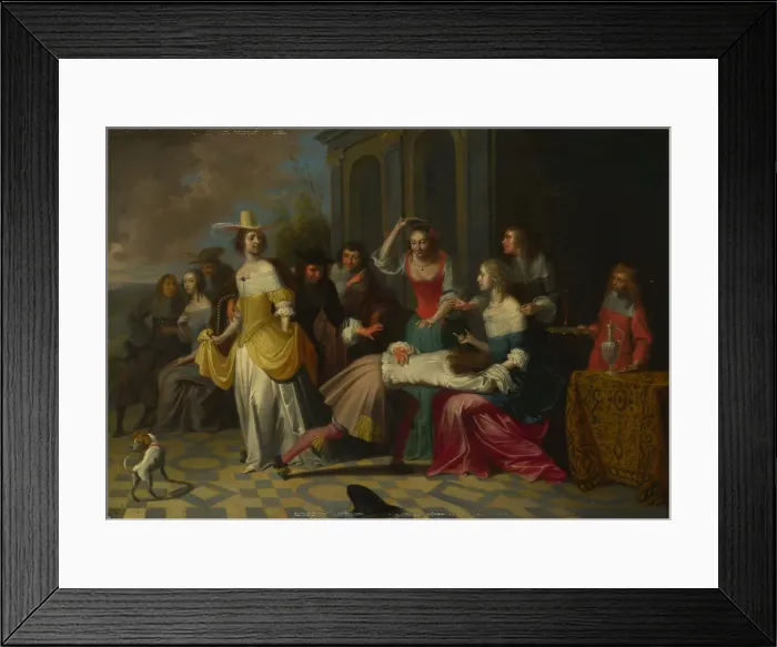 Framed Print : Ladies and Gentlemen playing La Main Chaude, c. 1655-1665. Artist: Janssens, Hieronymus, (Workshop) Framed Print : Ladies and Gentlemen playing La Main Chaude, c. 1655-1665. Artist: Janssens, Hieronymus, (Workshop)
