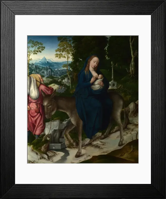 Framed Print : The Flight into Egypt. Panel from an Altarpiece, ca 1515. Artist: Master of 1518, (Workshop) Framed Print : The Flight into Egypt. Panel from an Altarpiece, ca 1515. Artist: Master of 1518, (Workshop)