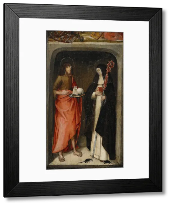 Framed Print : Saint John the Baptist and Saint Gertrude of Nivelles, 1480. Artist: Master of St. Gudule (active End of 15th cen. ) Framed Print : Saint John the Baptist and Saint Gertrude of Nivelles, 1480. Artist: Master of St. Gudule (active End of 15th cen. )