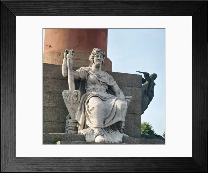 Framed Print : Figure at the base of the Rostral Pillar on Vassilievsky Island Framed Print : Figure at the base of the Rostral Pillar on Vassilievsky Island