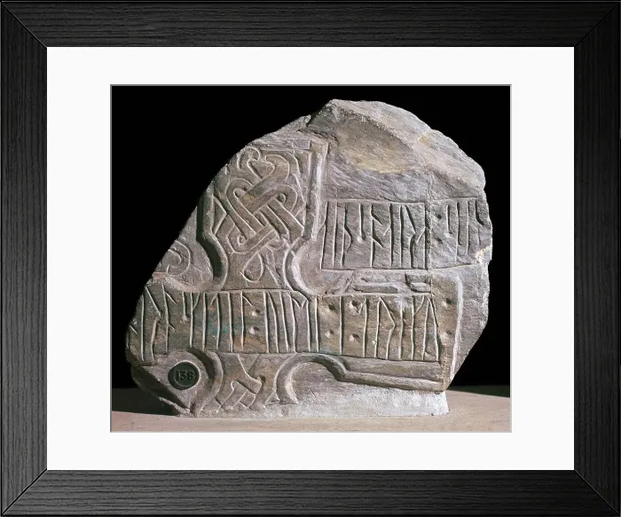 Framed Print : Roskitil cross-fragment on the Isle of Man, 10th century Framed Print : Roskitil cross-fragment on the Isle of Man, 10th century