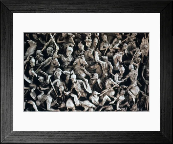 Framed Print : Frieze of Roman soldiers fighting Germanic tribesmen, 1st century Framed Print : Frieze of Roman soldiers fighting Germanic tribesmen, 1st century