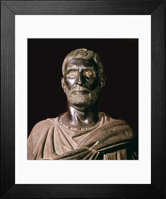 Framed Print : Bronze head of Brutus, 4th century BC Framed Print : Bronze head of Brutus, 4th century BC