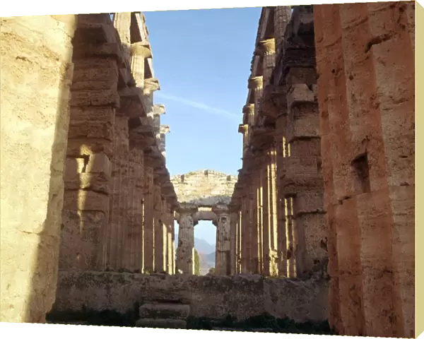 Interior of the Greek so-called temple of Neptune in Paestum, 5th century