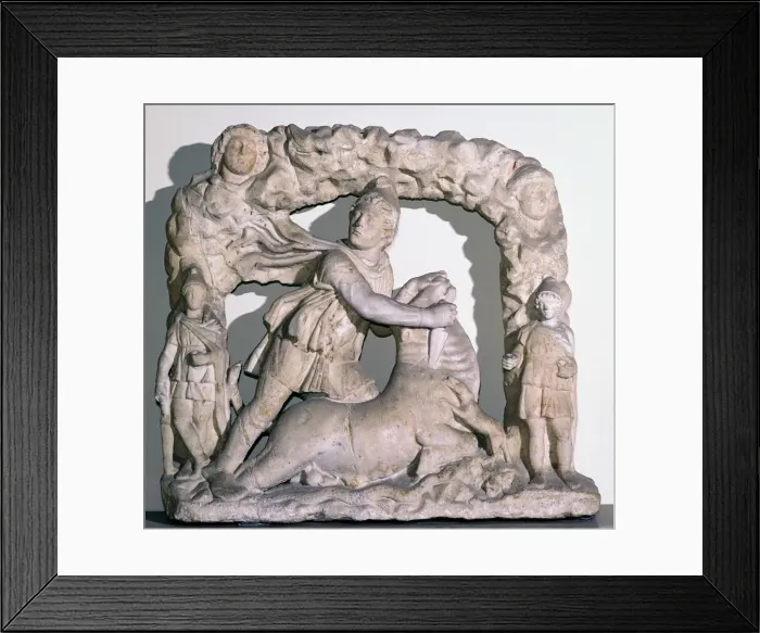 Framed Print : Roman statuette of Mithras slaying the bull, 3rd century Framed Print : Roman statuette of Mithras slaying the bull, 3rd century