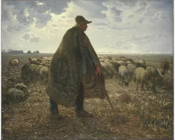 Shepherd Tending His Flock, Early 1860s. Artist: Millet, Jean-Francois (1814-1875)