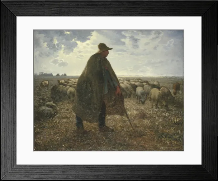 Framed Print : Shepherd Tending His Flock, Early 1860s. Artist: Millet, Jean-Francois (1814-1875) Framed Print : Shepherd Tending His Flock, Early 1860s. Artist: Millet, Jean-Francois (1814-1875)