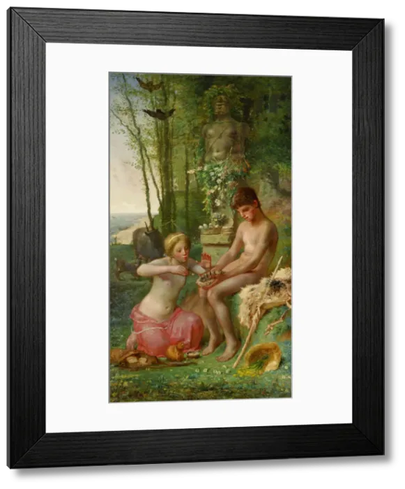 Framed Print : Spring (Daphnis and Chloe), 1865. Artist: Millet, Jean-Francois (1814-1875)