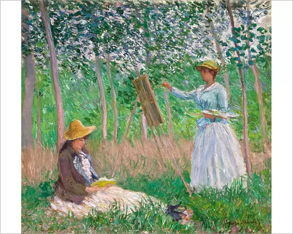 In the Woods at Giverny: Blanche Hoschede at Her Easel with Suzanne Hoschede Reading, 1887. Artist: Monet, Claude (1840-1926)