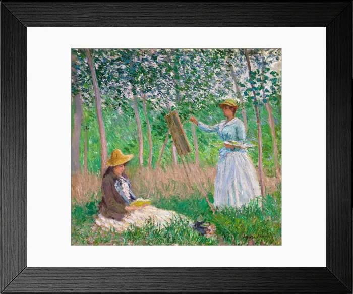 Framed Print : In the Woods at Giverny: Blanche Hoschede at Her Easel with Suzanne Hoschede Reading, 1887. Artist: Monet, Claude (1840-1926) Framed Print : In the Woods at Giverny: Blanche Hoschede at Her Easel with Suzanne Hoschede Reading, 1887. Artist: Monet, Claude (1840-1926)