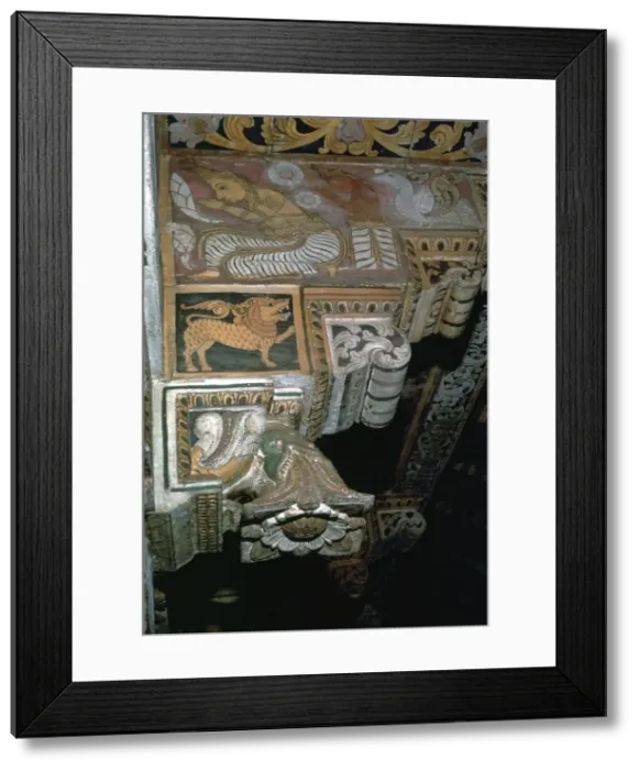 Framed Print : Painting on the outer walls of the inner shrine of the Temple of the Tooth, 17th century Framed Print : Painting on the outer walls of the inner shrine of the Temple of the Tooth, 17th century