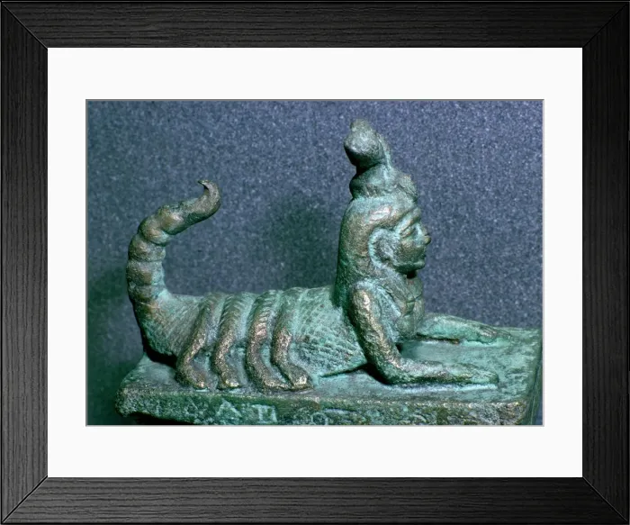 Framed Print : Egyptian lid of a bronze receptacle for a dead scorpion Framed Print : Egyptian lid of a bronze receptacle for a dead scorpion