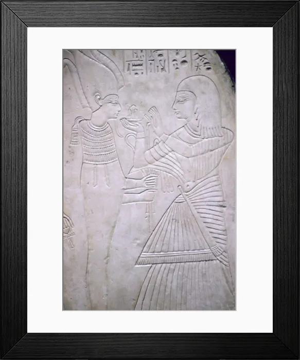 Framed Print : Egyptian relief of Amon making an offering to Osiris Framed Print : Egyptian relief of Amon making an offering to Osiris
