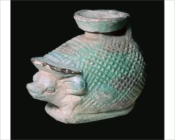 Egyptian cosmetic vessel in the shape of a hedgehog