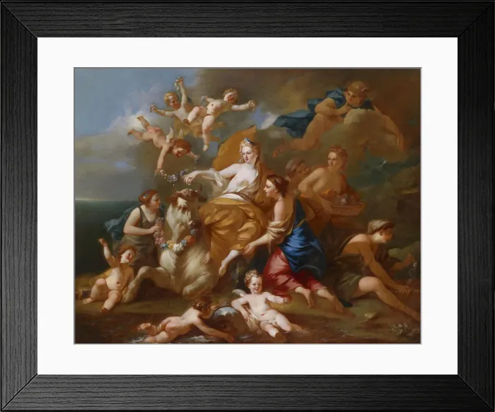 Framed Print : The Rape of Europa. Artist: Cazes, Pierre-Jacques (1676-1754) Framed Print : The Rape of Europa. Artist: Cazes, Pierre-Jacques (1676-1754)