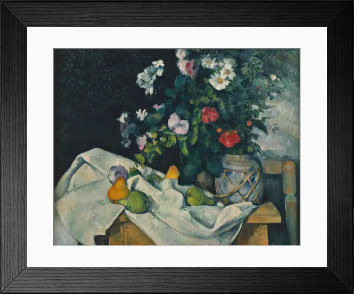 Framed Print : Still Life with Flowers and Fruit, 1889-1890. Artist: Cezanne, Paul (1839-1906) Framed Print : Still Life with Flowers and Fruit, 1889-1890. Artist: Cezanne, Paul (1839-1906)