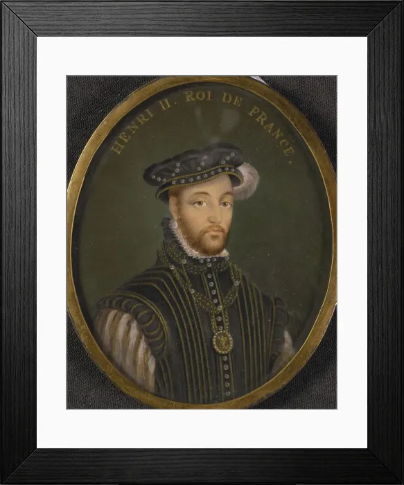Framed Print : Portrait of King Henry II of France (Copy). Artist: Clouet, Francois (1510-1572) Framed Print : Portrait of King Henry II of France (Copy). Artist: Clouet, Francois (1510-1572)