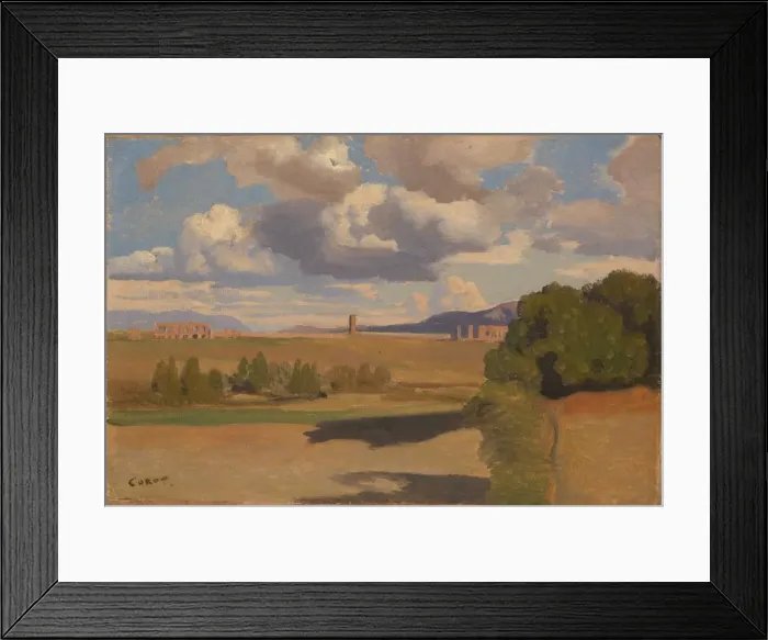 Framed Print : The Roman Campagna, with the Claudian Aqueduct, c. 1826. Artist: Corot, Jean-Baptiste Camille (1796-1875) Framed Print : The Roman Campagna, with the Claudian Aqueduct, c. 1826. Artist: Corot, Jean-Baptiste Camille (1796-1875)