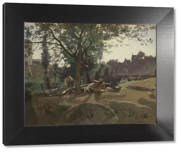 Peasants under the Trees at Dawn, c. 1843. Artist: Corot, Jean-Baptiste Camille (1796-1875)