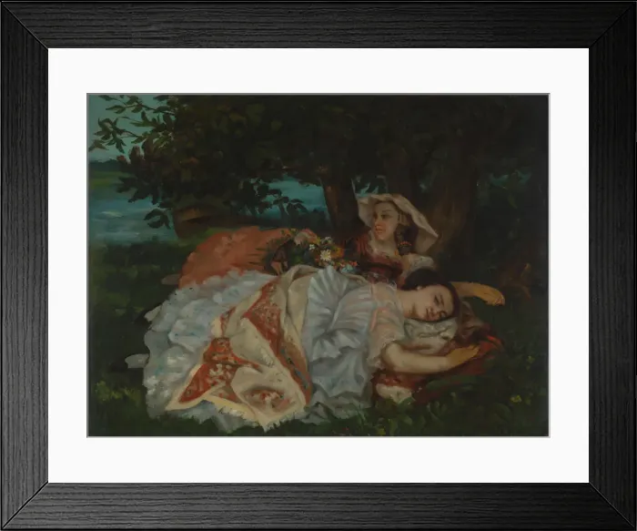 Framed Print : Young Ladies on the Bank of the Seine, before 1857. Artist: Courbet, Gustave (1819-1877) Framed Print : Young Ladies on the Bank of the Seine, before 1857. Artist: Courbet, Gustave (1819-1877)