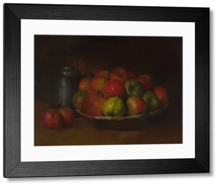 Framed Print : Still Life with Apples and a Pomegranate, 1871-1872. Artist: Courbet, Gustave (1819-1877) Framed Print : Still Life with Apples and a Pomegranate, 1871-1872. Artist: Courbet, Gustave (1819-1877)