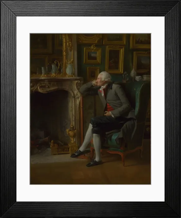 Framed Print : The Baron de Besenval in his Salon de Compagnie, 1791. Artist: Danloux, Henri-Pierre (1753-1809)