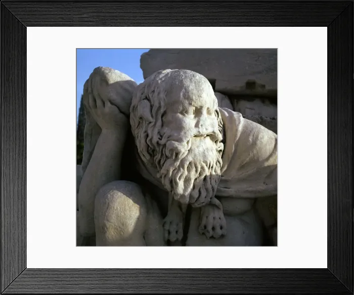 Framed Print : Detail of figure in the theatre of Dionysus, 6th century BC Framed Print : Detail of figure in the theatre of Dionysus, 6th century BC