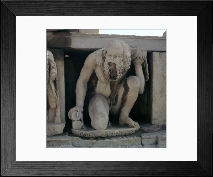 Framed Print : Detail of figure in the theatre of Dionysus, 6th century BC Framed Print : Detail of figure in the theatre of Dionysus, 6th century BC