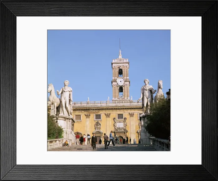 Framed Print : Statues of the Dioscuri at the top of Michelangelos steps, 16th century. Artist: Michelangelo Buonarroti Framed Print : Statues of the Dioscuri at the top of Michelangelos steps, 16th century. Artist: Michelangelo Buonarroti