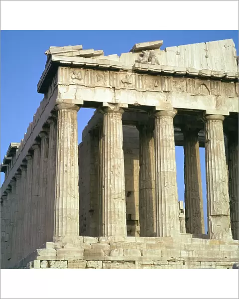 View of the north-west corner of the Parthenon, 5th century BC