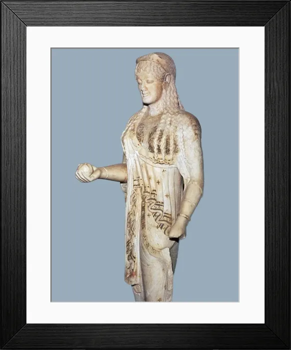 Framed Print : Greek statue of a Kore from the Acropolis, 5th century BC Framed Print : Greek statue of a Kore from the Acropolis, 5th century BC